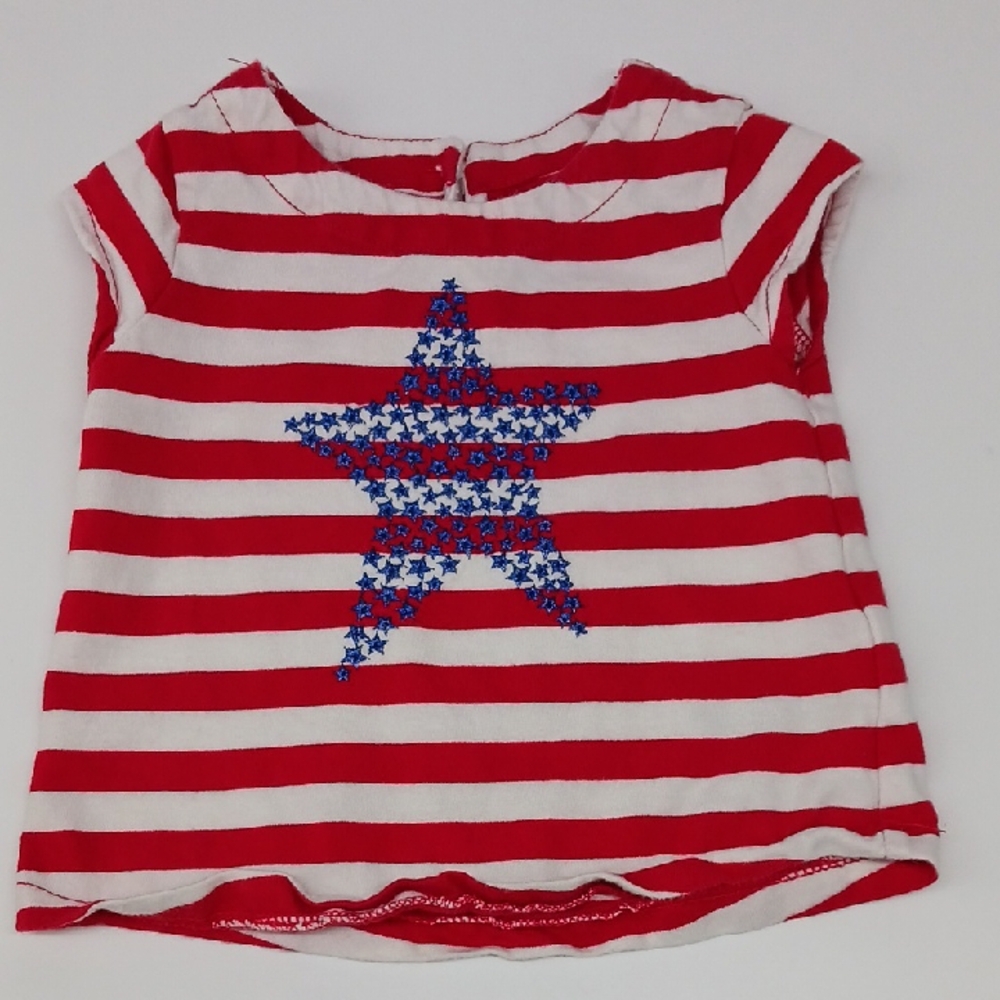 Baby GAP Toddler Red and White Short Sleeve Tee with Blue Star Design (18-24M)